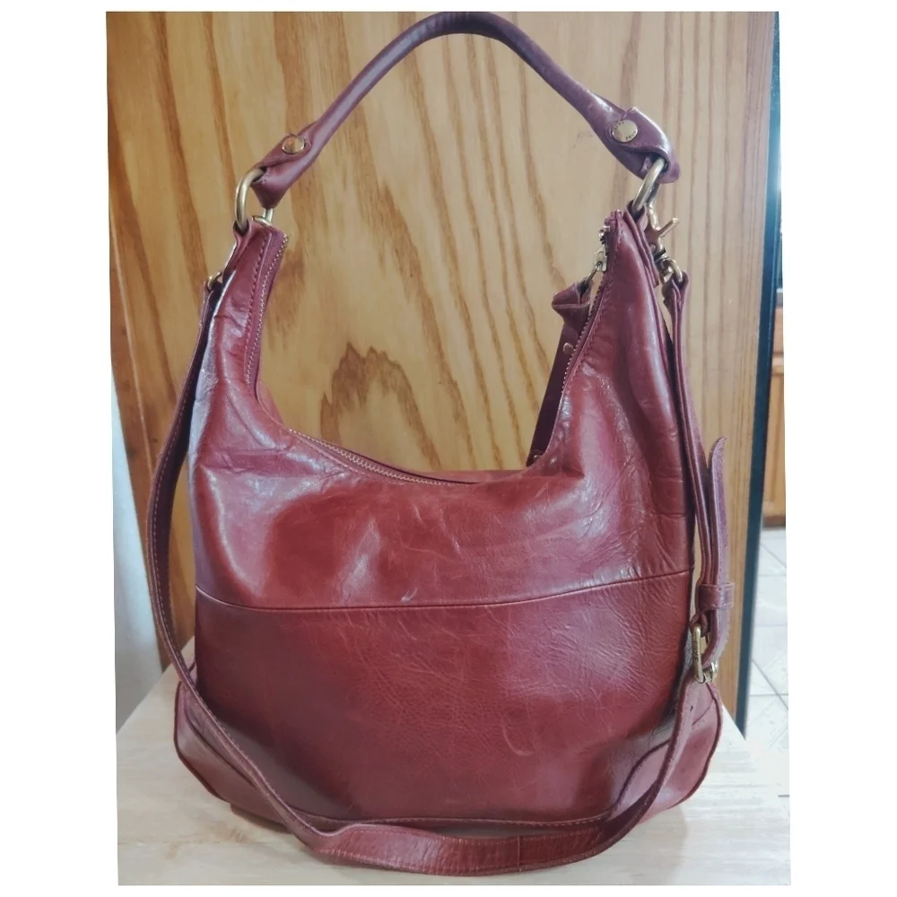 Frye Cognac Brown Leather Hobo Bag Minimalist Shoulder Purse